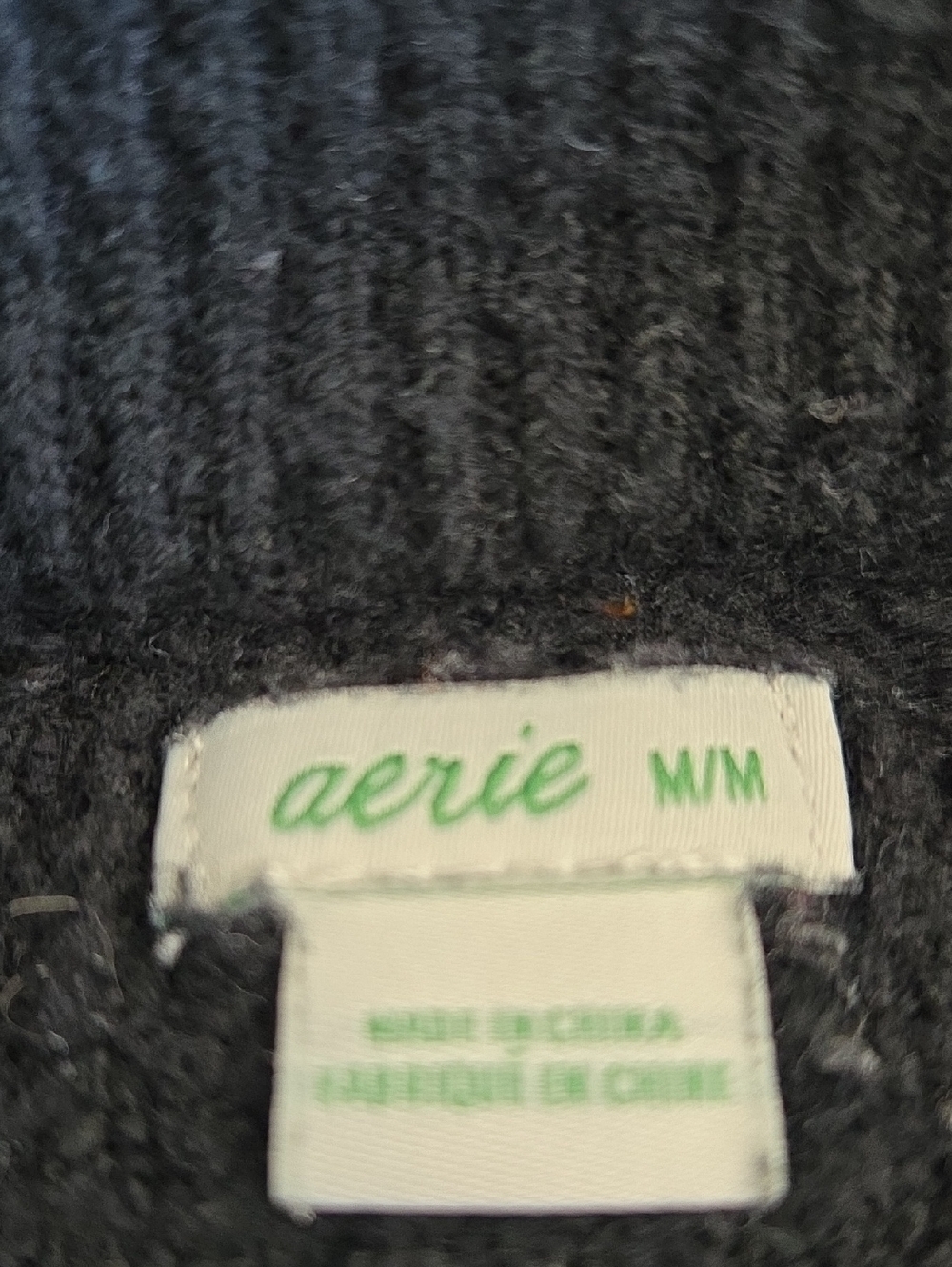 Aerie Womens Black Crewneck Waffle Knit Sweater - Picture 2 of 2